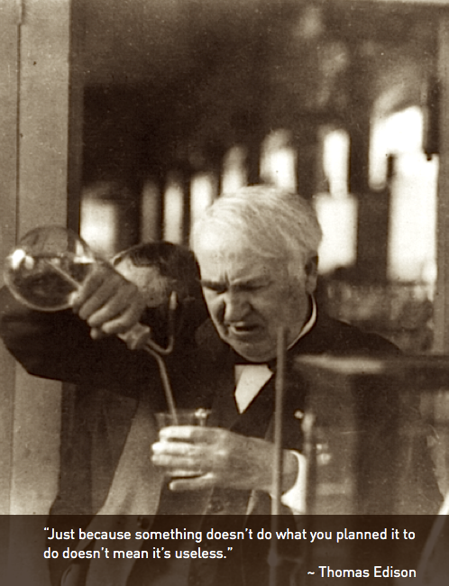 Picture of Thomas Edison doing experiment